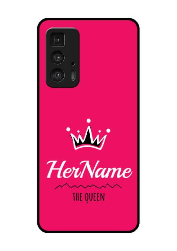 Motorola Moto Edge 20 Pro Custom Glass Phone Case - Queen With Name Design