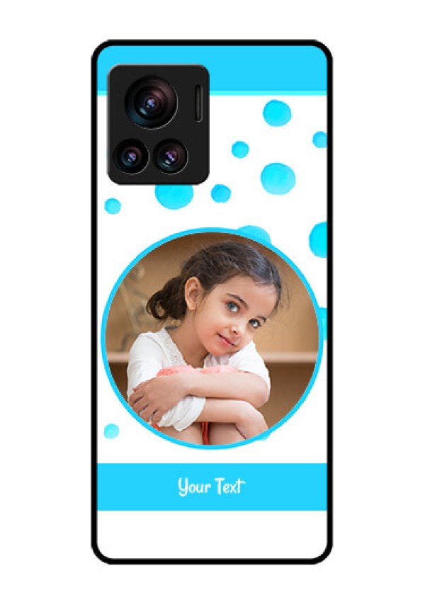 Motorola Moto Edge 30 Ultra Custom Glass Phone Case - Blue Bubbles Pattern Design