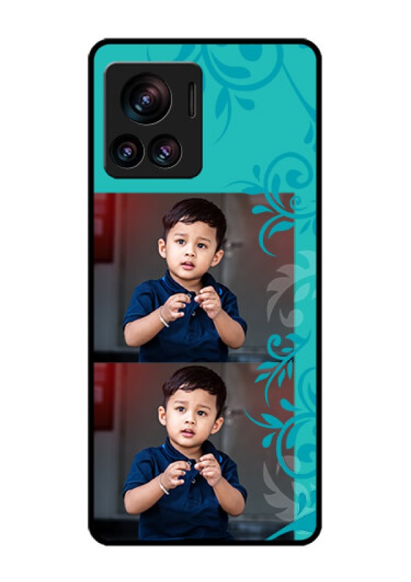 Motorola Moto Edge 30 Ultra Custom Glass Phone Case - With Photo And Green Floral Design