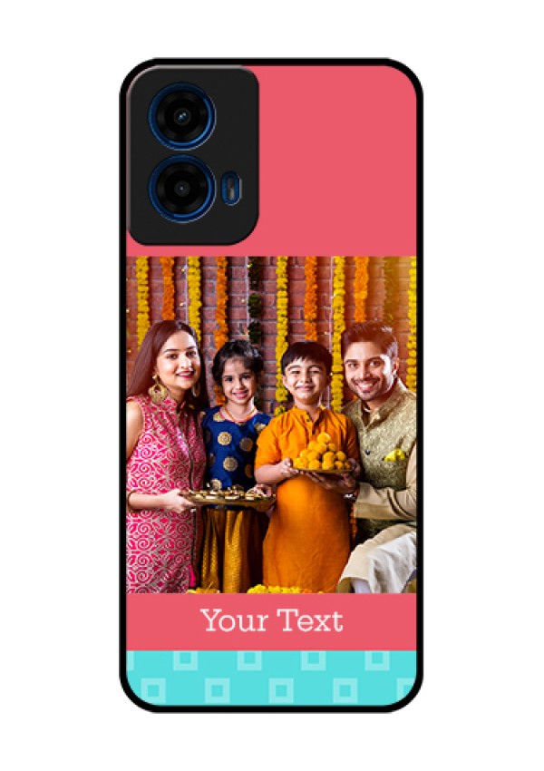 Moto G45 5G Custom Glass Phone Case - Peach & Blue Color Design