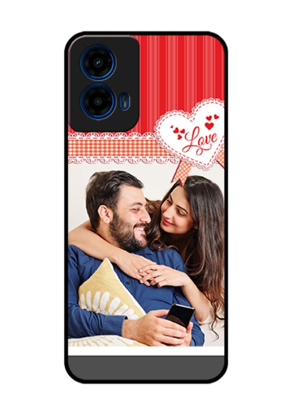 Moto G45 5G Custom Glass Phone Case - Red Love Pattern Design