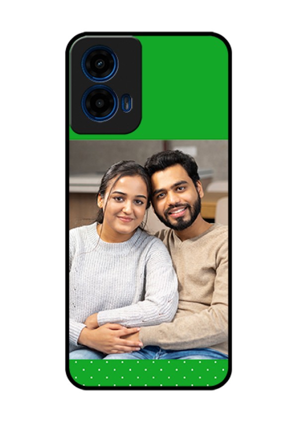 Moto G45 5G Custom Glass Phone Case - Green Pattern Design
