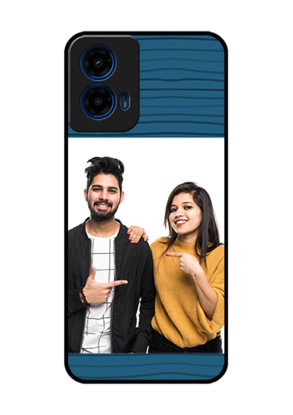 Moto G45 5G Custom Glass Phone Case - Blue Pattern Cover Design