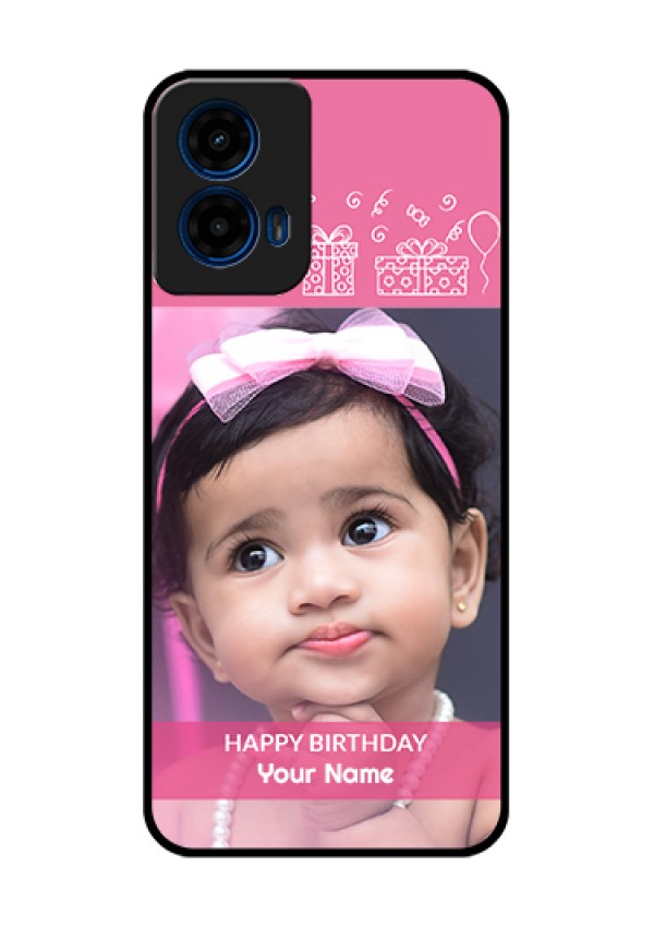 Moto G45 5G Custom Glass Phone Case - With Birthday Line Art Design