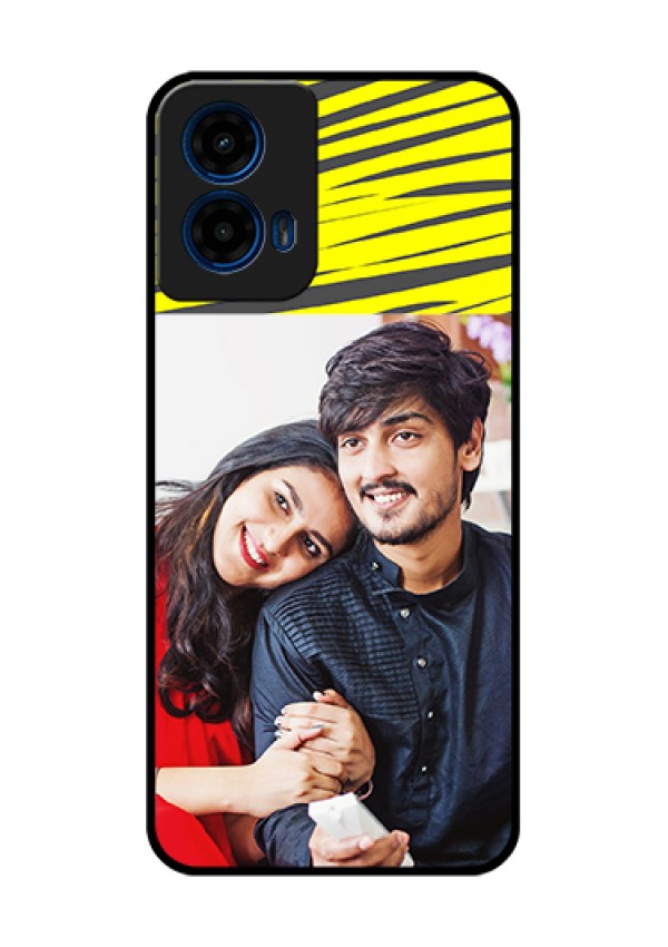 Moto G45 5G Custom Glass Phone Case - Yellow Abstract Design