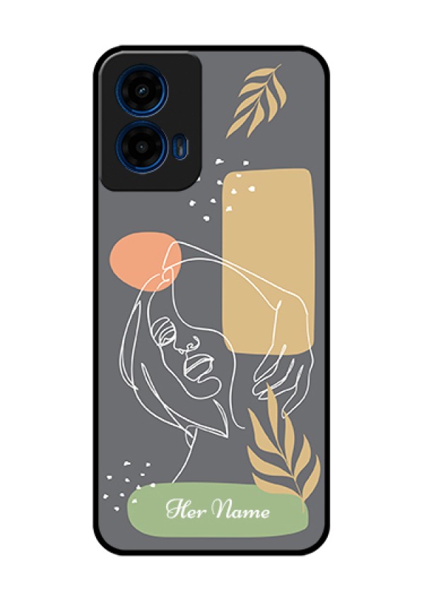 Moto G45 5G Custom Glass Phone Case - Gazing Woman Line Art Design