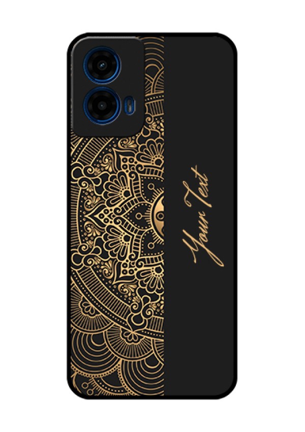 Moto G45 5G Custom Glass Phone Case - Mandala Art With Custom Text Design