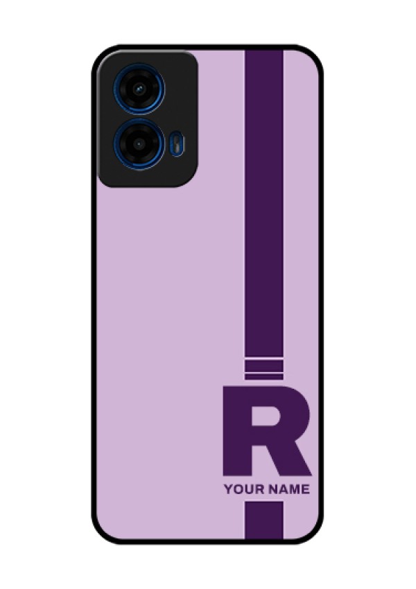 Moto G45 5G Custom Glass Phone Case - Simple Dual Tone Stripe With Name Design