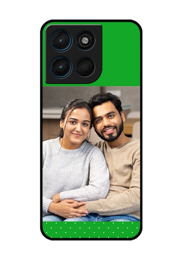 Motorola Moto G57 Power Custom Glass Phone Case - Green Pattern Design