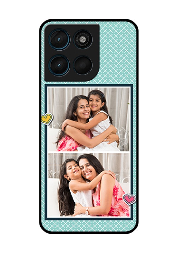 Motorola Moto G57 Power Custom Glass Phone Case - 2 Image Holder With Pattern Design