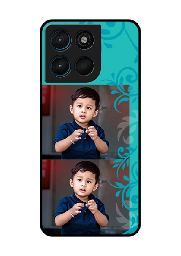 Motorola Moto G57 Power Custom Glass Phone Case - With Photo And Green Floral Design