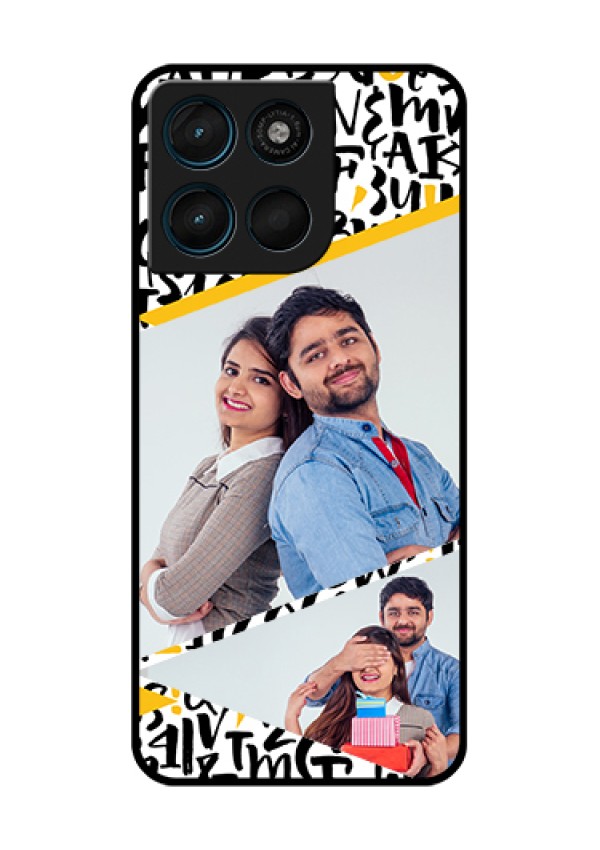 Motorola Moto G57 Power Custom Glass Phone Case - Letters Pattern Design