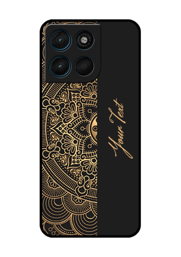 Motorola Moto G57 Power Custom Glass Phone Case - Mandala Art With Custom Text Design