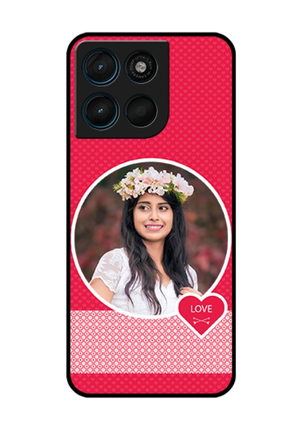 Motorola Moto G67 Power Custom Glass Phone Case - Pink Color Pattern Design