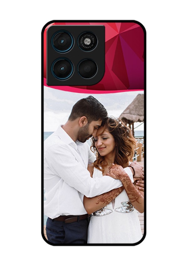 Motorola Moto G67 Power Custom Glass Phone Case - Red Abstract Design