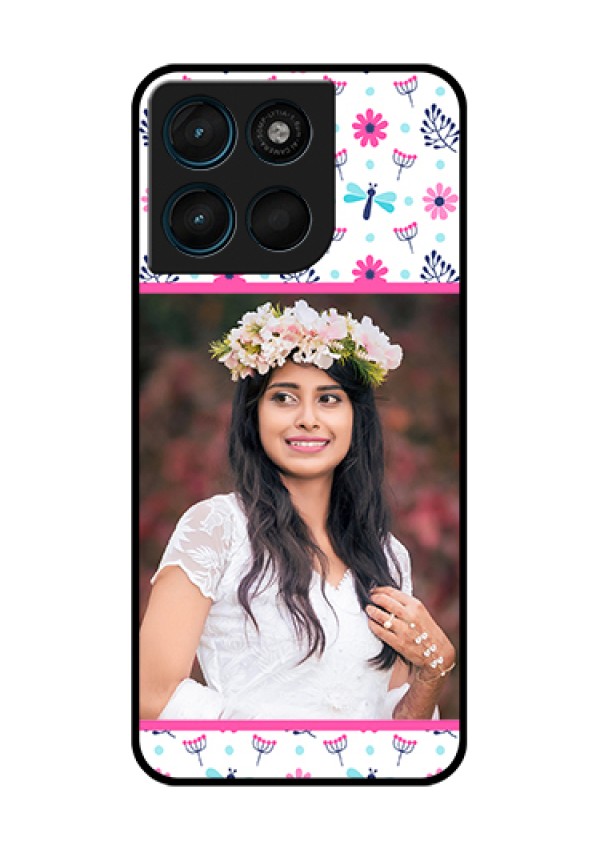 Motorola Moto G67 Power Custom Glass Phone Case - Colorful Flower Design