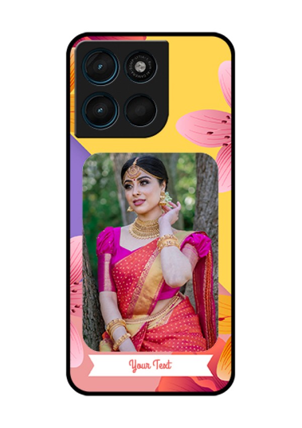 Motorola Moto G67 Power Custom Glass Phone Case - 3 Image With Vintage Floral Design