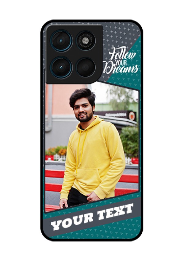 Motorola Moto G67 Power Custom Glass Phone Case - Background Pattern Design With Quote