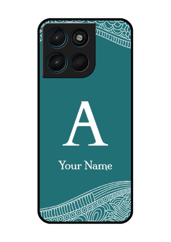 Motorola Moto G67 Power Custom Glass Phone Case - Line Art Pattern With Custom Name Design