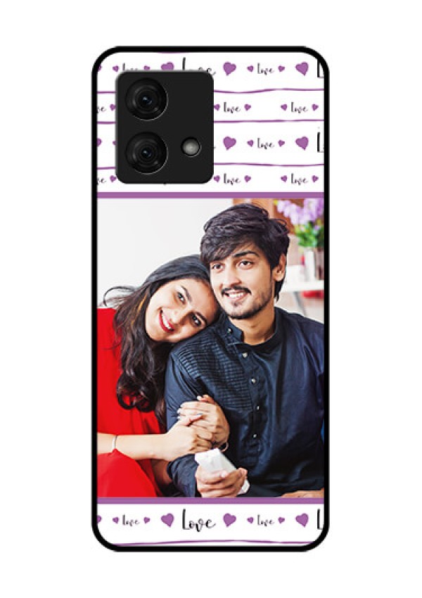 Motorola Moto G84 5G Custom Glass Phone Case - Couples Heart Design