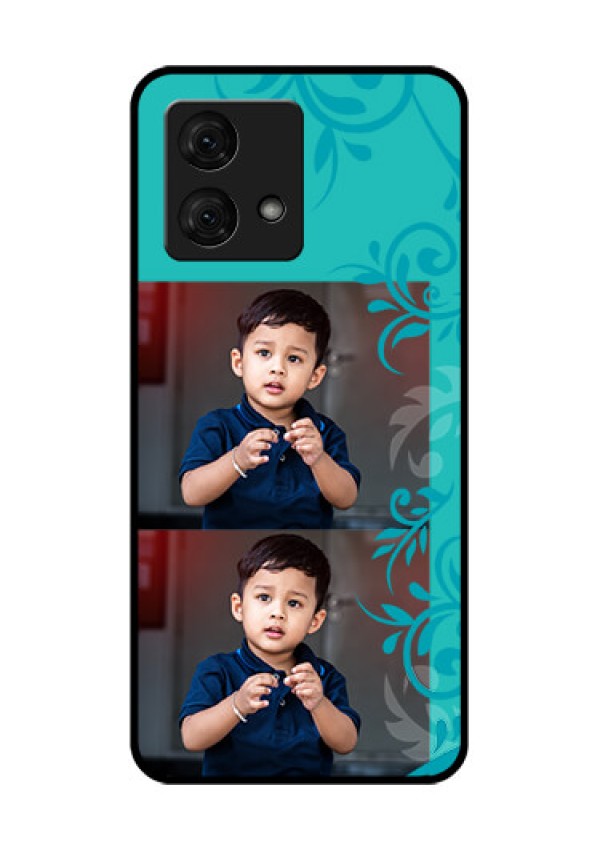 Motorola Moto G84 5G Custom Glass Phone Case - With Photo And Green Floral Design