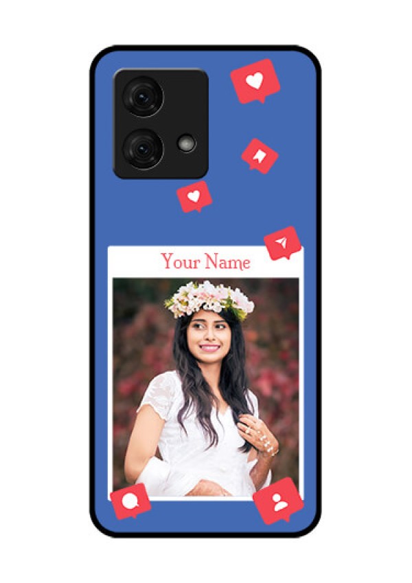 Motorola Moto G84 5G Custom Glass Phone Case - Like Share And Comment Design