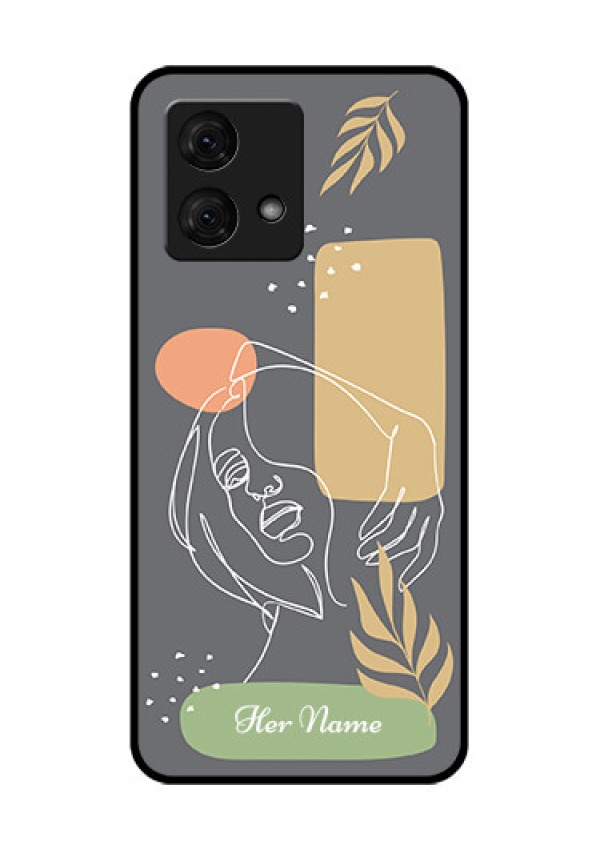 Motorola Moto G84 5G Custom Glass Phone Case - Gazing Woman Line Art Design