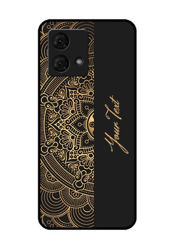 Motorola Moto G84 5G Custom Glass Phone Case - Mandala Art With Custom Text Design