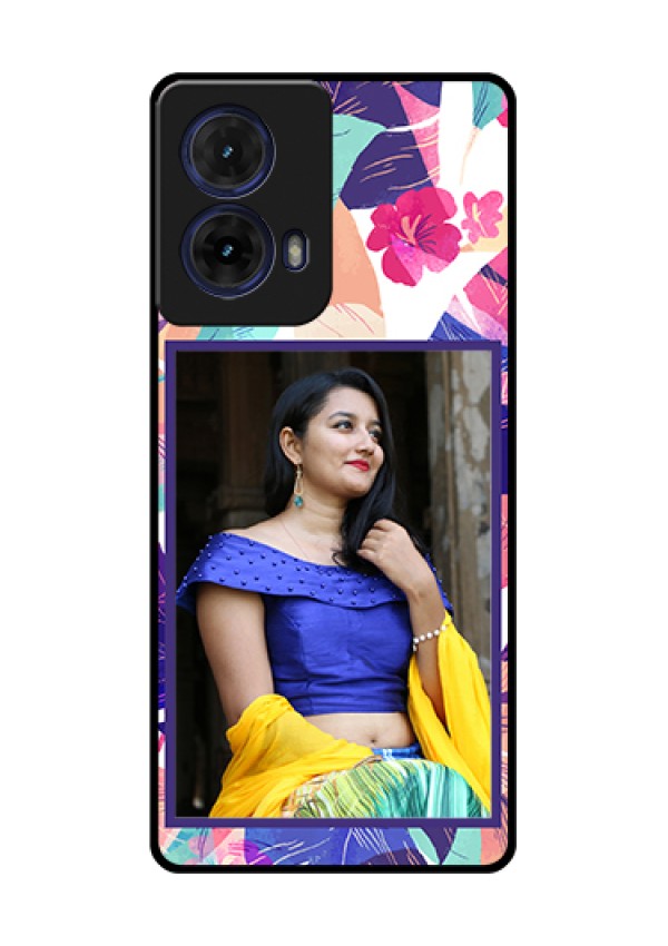 Moto G85 5G Custom Glass Phone Case - Abstract Floral Design