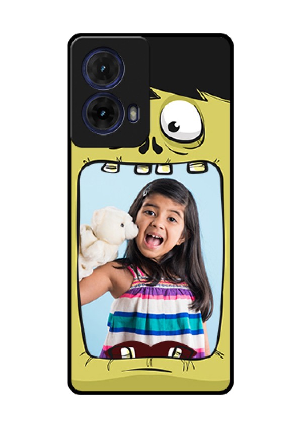 Moto G85 5G Custom Glass Phone Case - Cartoon Monster Back Case Design