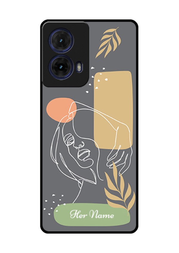 Moto G85 5G Custom Glass Phone Case - Gazing Woman Line Art Design