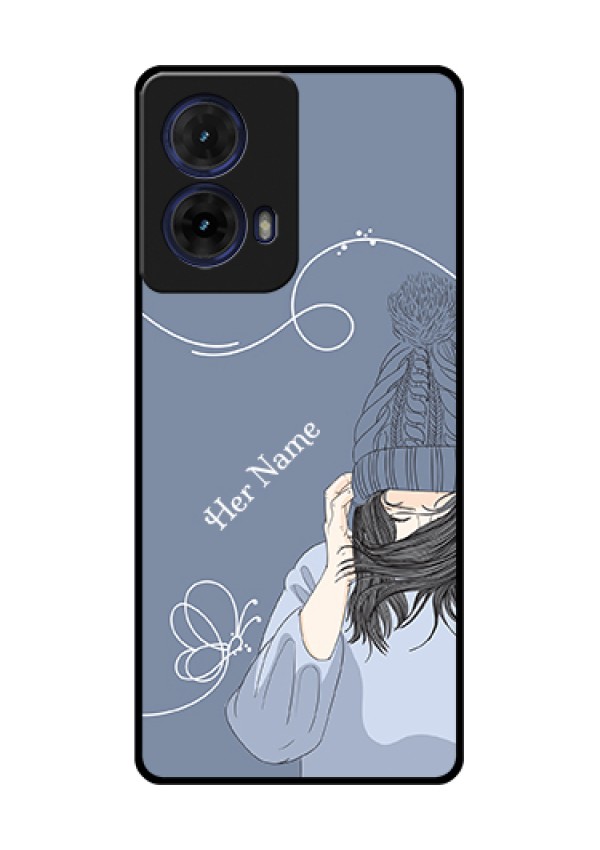 Moto G85 5G Custom Glass Phone Case - Girl In Winter Outfit Design
