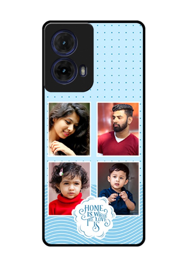 Moto G85 5G Custom Glass Phone Case - Cute Love Quote With 4 Pic Upload Design