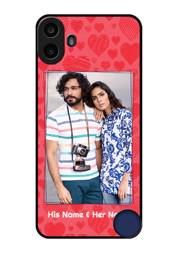 Nothing CMF Phone 1 Custom Glass Phone Case - With Red Heart Symbols Design