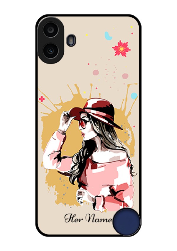 Nothing CMF Phone 1 Custom Glass Phone Case - Women With Pink Hat Design