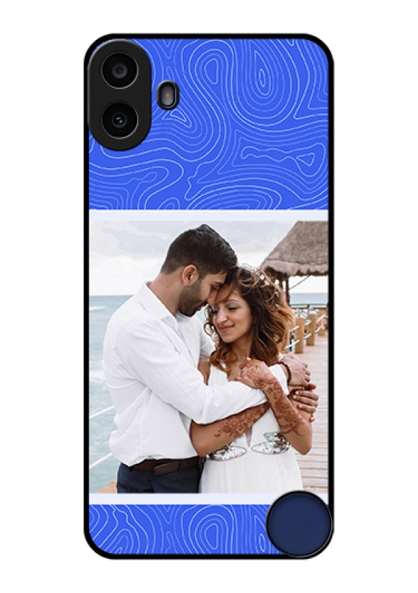 Nothing CMF Phone 1 Custom Glass Phone Case - Curved Line Art With Blue And White Design