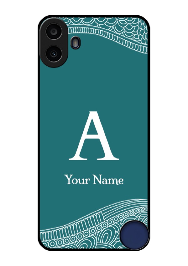 Nothing CMF Phone 1 Custom Glass Phone Case - Line Art Pattern With Custom Name Design