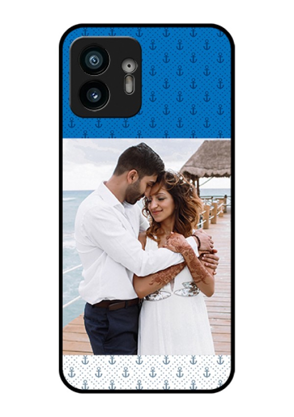 Nothing Phone 2 Custom Glass Phone Case - Blue Anchors Design