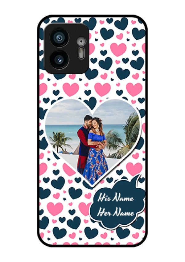 Nothing Phone 2 Custom Glass Phone Case - Pink & Blue Heart Design
