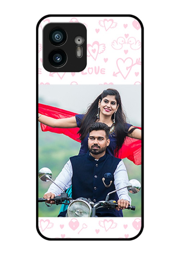 Nothing Phone 2 Custom Glass Phone Case - Pink Flying Heart Design