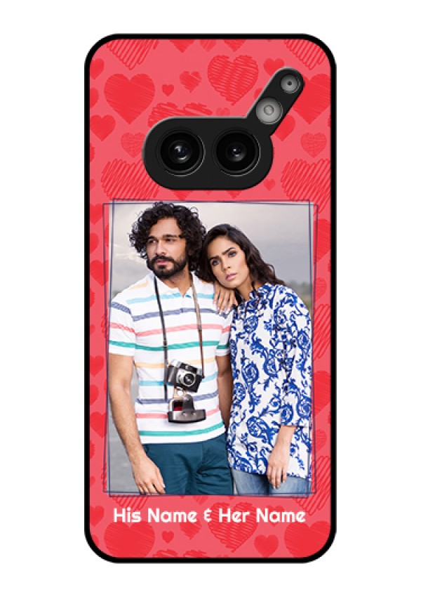 Nothing Phone 2A 5G Custom Glass Phone Case - With Red Heart Symbols Design