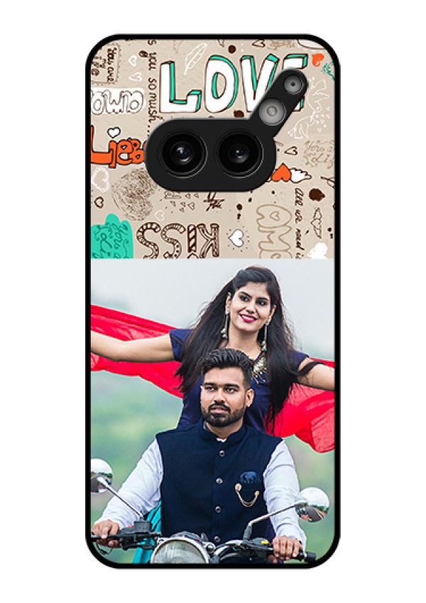Nothing Phone 2A Plus Custom Glass Phone Case - Love Doodle Pattern