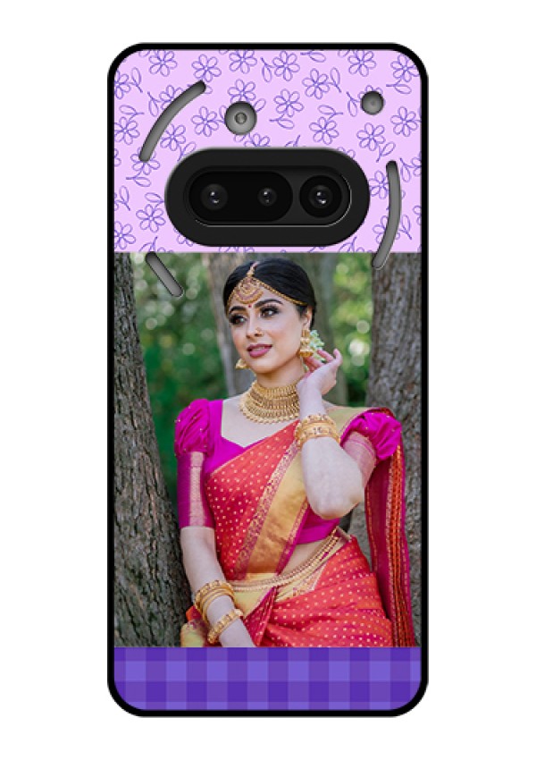Nothing Phone 3A 5G Custom Glass Phone Case - Purple Floral Design