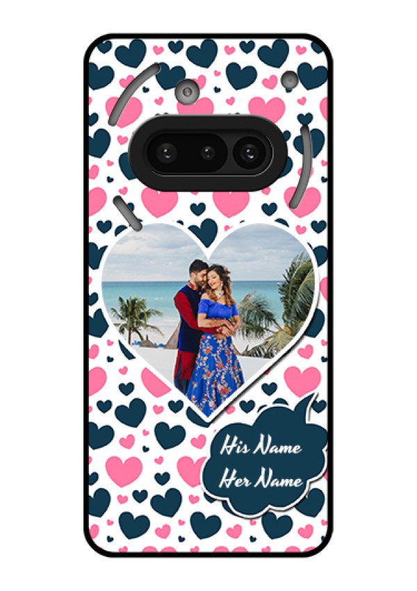 Nothing Phone 3A 5G Custom Glass Phone Case - Pink & Blue Heart Design
