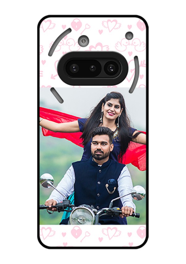 Nothing Phone 3A 5G Custom Glass Phone Case - Pink Flying Heart Design