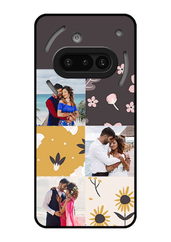 Nothing Phone 3A 5G Custom Glass Phone Case - 3 Images With Floral Design