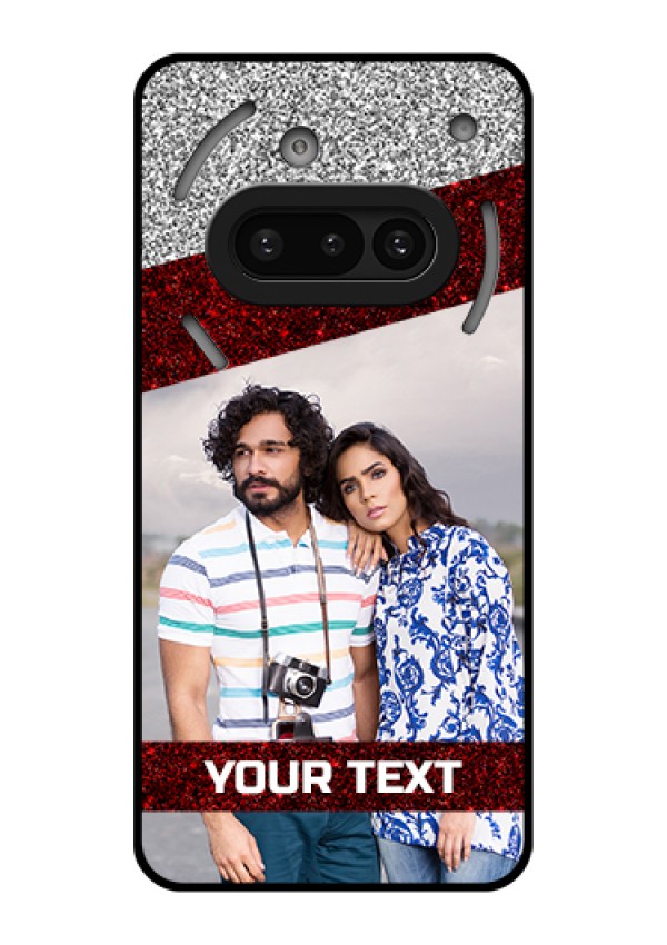 Nothing Phone 3A 5G Custom Glass Phone Case - Image Holder With Glitter Strip Design