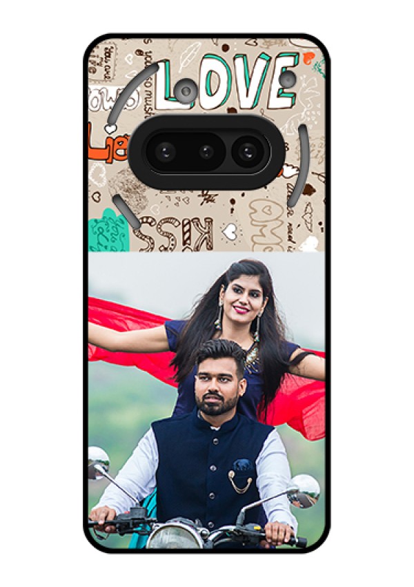 Nothing Phone 3A 5G Custom Glass Phone Case - Love Doodle Pattern