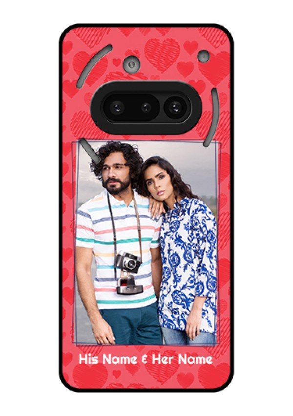 Nothing Phone 3A 5G Custom Glass Phone Case - With Red Heart Symbols Design