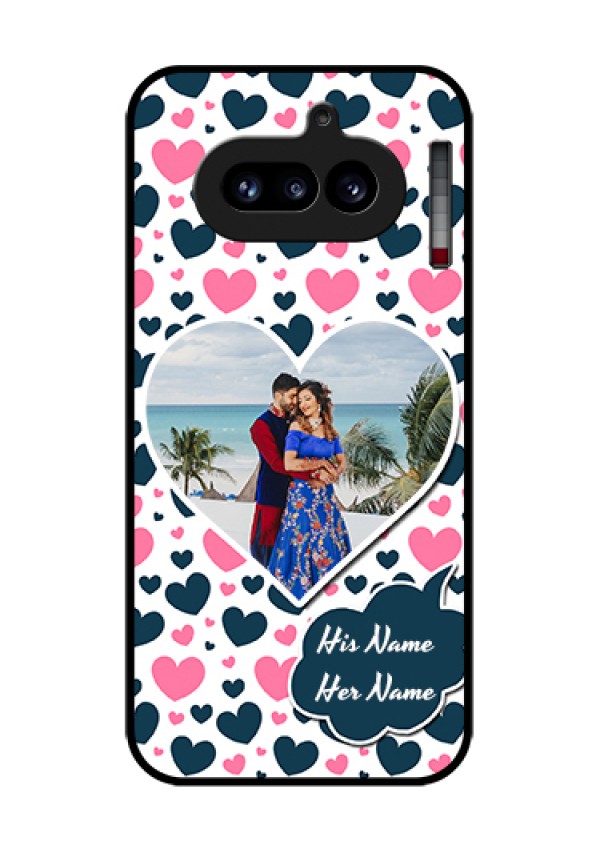 Nothing Phone 4A 5G Custom Glass Phone Case - Pink & Blue Heart Design